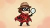 ladybug superheroine from the cartoon series, red superhero costume with black spots and white eyes mask, dete
