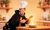 Волшебник-повар Мастер Вкус: мужчине около 40 лет, весёлый и добрый, с мягкой бородой. Над головой — высокий б