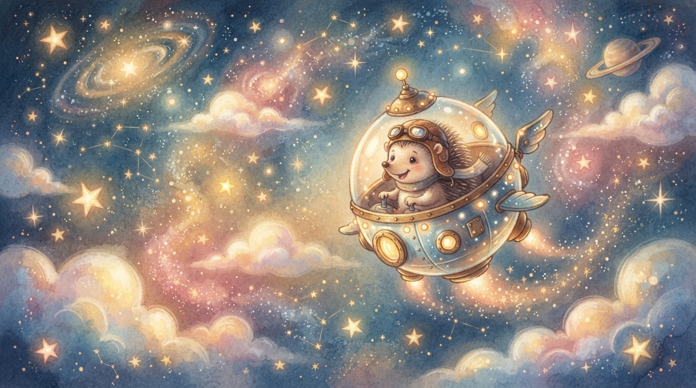 ВЖУХ! — и «Иголочка» помчалась сквозь звёзды!